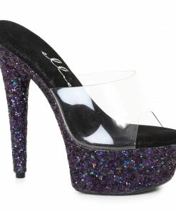 Ellie Shoes 6 Pointed Stiletto Mule Sandal With Glitter Platform
