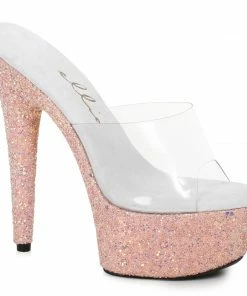 Ellie Shoes 6 Pointed Stiletto Mule Sandal With Glitter Platform