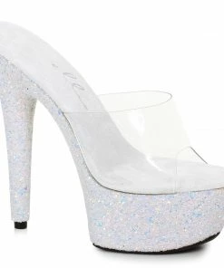 Ellie Shoes 6 Pointed Stiletto Mule Sandal With Glitter Platform