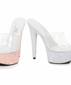 Ellie Shoes 6 Pointed Stiletto Mule Sandal With Glitter Platform