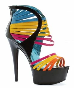 Ellie Shoes 6 Platform Multi Color Straps
