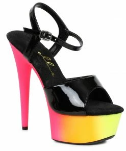 Ellie Shoes 6 Pointed Stiletto SandaL BLACK LIGHT SENSITIVE