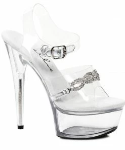 Ellie Shoes 6 Heel Sanda With Rhinestones