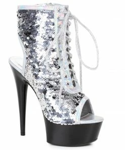 Ellie Shoes 6 Peeptoe Sequined Ankle Bootie