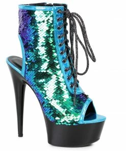 Ellie Shoes 6 Peeptoe Sequined Ankle Bootie