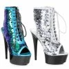 Ellie Shoes 6 Peeptoe Sequined Ankle Bootie