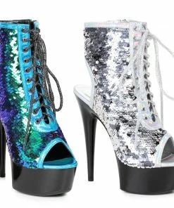Ellie Shoes 6 Peeptoe Sequined Ankle Bootie