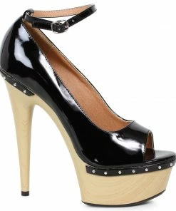 Ellie Shoes 6 Pointed Heel Wood Platform Sandal