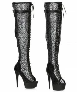Ellie Shoes 6 LEOPARD THIGH HIGH BOOT