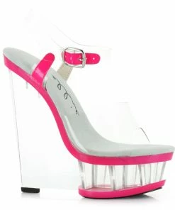 Ellie Shoes 6 Clear And Neon Wedge With Ankle Strap