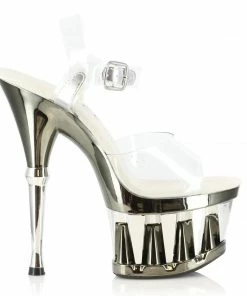 Ellie Shoes 6 ANKLE STRAP WITH CHROME COLOR ACCENT