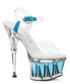 Ellie Shoes 6 ANKLE STRAP WITH CHROME COLOR ACCENT