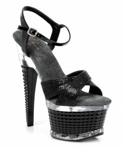 Ellie Shoes 6 Crossed Strap Textured Platform