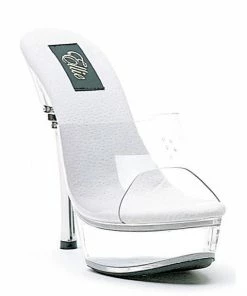 Ellie Shoes 6 Silver Metallic Heel Clear Mule