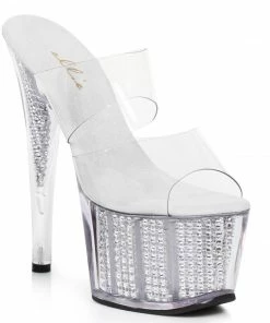 Ellie Shoes 7 Double Clear Straps W/Rhinestone Platform 7 Ellie Shoes 7 Double Clear Straps W/Rhinestone Platform