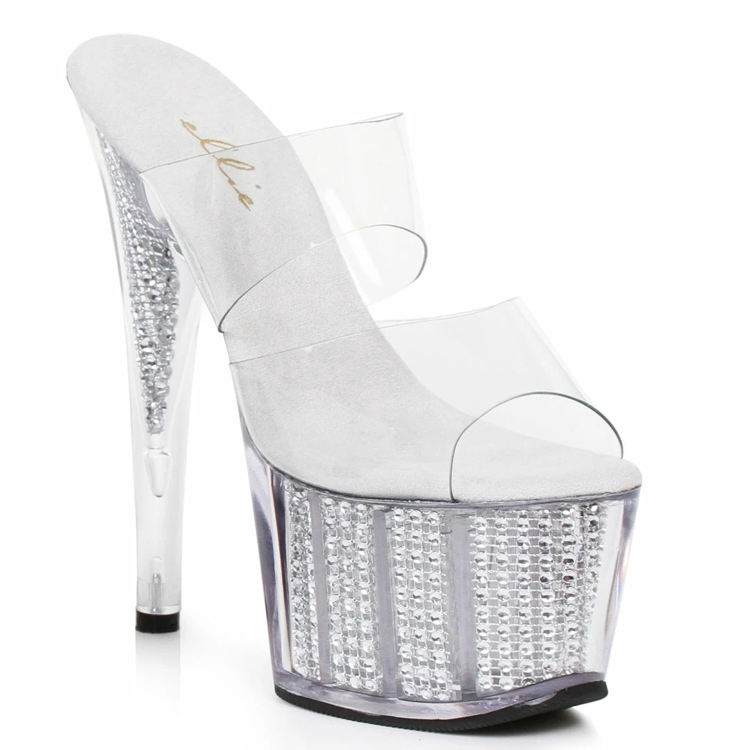 Ellie Shoes 7 Double Clear Straps W/Rhinestone Platform 5 Ellie Shoes 7 Double Clear Straps W/Rhinestone Platform