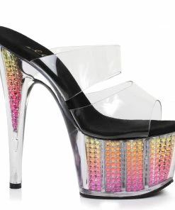 Ellie Shoes 7 Double Clear Straps W/Rhinestone Platform 6 Ellie Shoes 7 Double Clear Straps W/Rhinestone Platform