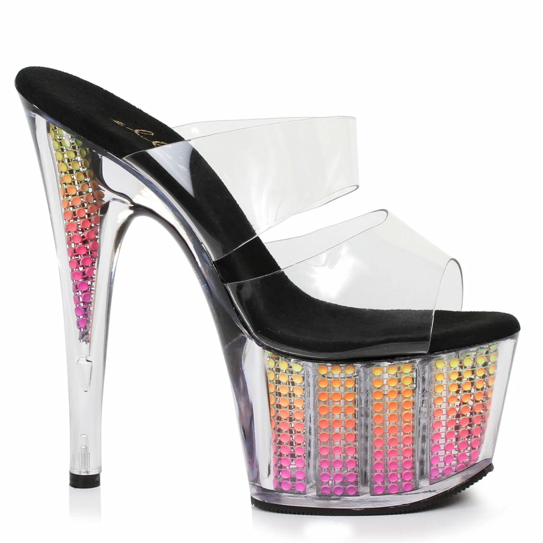 Ellie Shoes 7 Double Clear Straps W/Rhinestone Platform 4 Ellie Shoes 7 Double Clear Straps W/Rhinestone Platform
