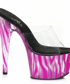 Ellie Shoes 7 Inch Mule With Blacklight Zebra Pattern