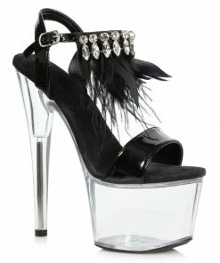 Ellie Shoes 7 Feather And Rhinestone Sandal