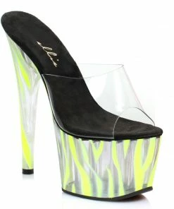 Ellie Shoes 7 Inch Mule With Blacklight Zebra Pattern