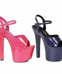 Ellie Shoes 7 HEEL POINTED STILETTO SANDAL W/ METALLIC PLATFORM & UPPER