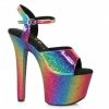 Ellie Shoes 7 Pointed Stiletto With Rainbow Sandal