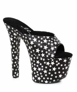 Ellie Shoes 7 Heel Mule Sandal With Star Print
