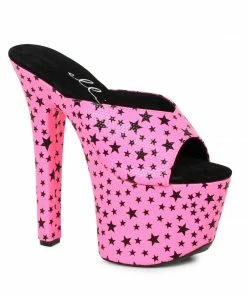 Ellie Shoes 7 Heel Mule Sandal With Star Print