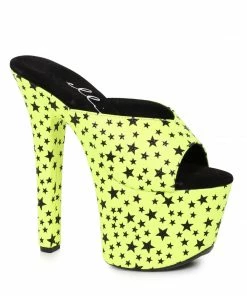 Ellie Shoes 7 Heel Mule Sandal With Star Print