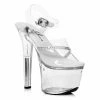 Ellie Shoes 7 Heel Clear Sandal With Rhinestone