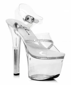 Ellie Shoes 7 Heel Clear Sandal With Rhinestone