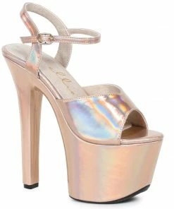 Ellie Shoes 7 Heel Pointed Stiletto Sandal W/ Metallic Platform 10 Ellie Shoes 7 Heel Pointed Stiletto Sandal W/ Metallic Platform