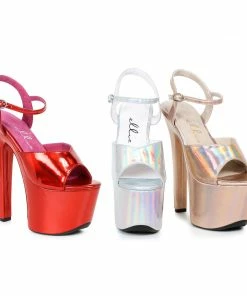 Ellie Shoes 7 Heel Pointed Stiletto Sandal W/ Metallic Platform