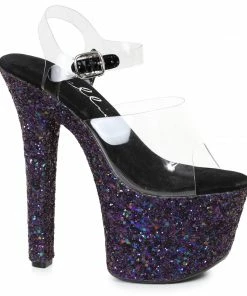Ellie Shoes 7 Pointed Stiletto Mule Sandal With Glitter Platform