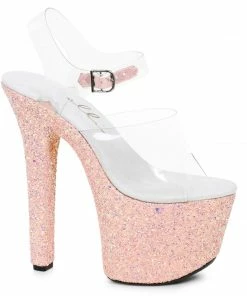 Ellie Shoes 7 Pointed Stiletto Mule Sandal With Glitter Platform