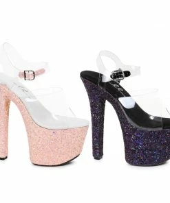 Ellie Shoes 7 Pointed Stiletto Mule Sandal With Glitter Platform