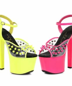 Ellie Shoes 7 Heel Neon Platform Blacklight Reactive Spikes