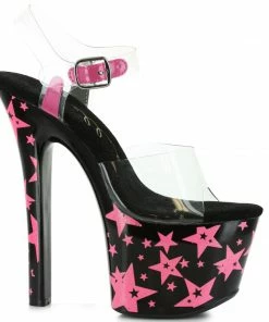 Ellie Shoes 7 Heel With Blacklight Reflective Stars