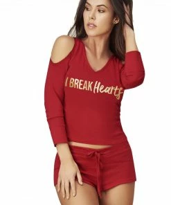 Espiral SLEEPWEAR I Break Hearts Red Short Pajamas