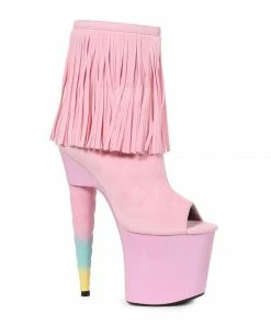Ellie Shoes 7 Unicorn Heel Platform Bootie With Fringe