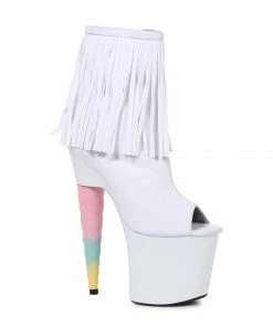 Ellie Shoes 7 Unicorn Heel Platform Bootie With Fringe