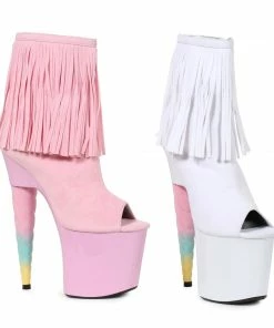 Ellie Shoes 7 Unicorn Heel Platform Bootie With Fringe