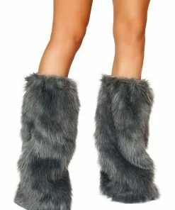 JValentine Faux Fur Legwarmers Grey Rave Leg Warmers & Wraps