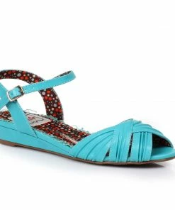 Ellie Shoes Peep Toe Ruched Flat