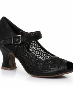 Ellie Shoes Lace Mary Jane Peep Toe Heel