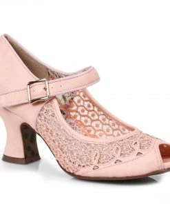 Ellie Shoes Lace Mary Jane Peep Toe Heel