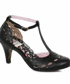 Ellie Shoes T Strap Cut Out Detail Heel