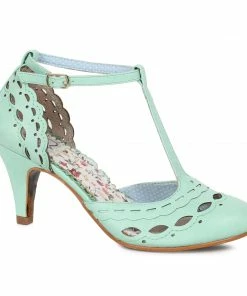 Ellie Shoes T Strap Cut Out Detail Heel