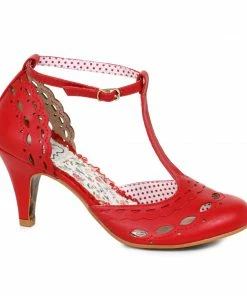 Ellie Shoes T Strap Cut Out Detail Heel